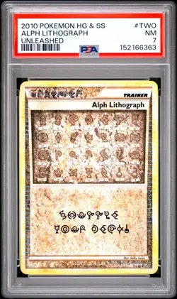 2010 POKEMON HEARTGOLD & SOULSILVER UNLEASHED #TWO ALPH LITHOGRAPH PSA 7 - Image 1