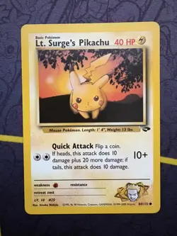 Lt. Surge’s Pikachu 84/132 Common Gym Challenge Pokemon Card Near Mint - Image 1