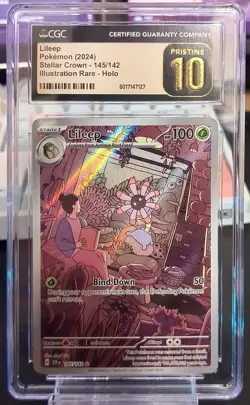 Lileep 145/142 CGC Pristine 10 Stellar Crown Illustration Rare Pokemon Card IR - Image 1