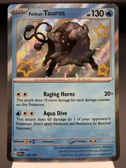Paldean Tauros 120/091 - Shiny Holo Rare - Paldean Fates Pokemon Card NM - Image 1