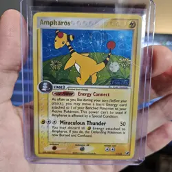2005 AMPHAROS Pokemon Card #1 1/115 Unseen Forces Reverse Holo Stamped - Image 1