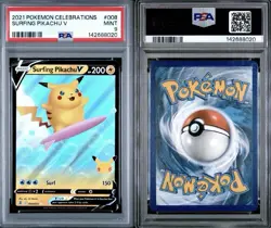 PSA 9-Surfing Pikachu V 2021 Pokemon TCG Celebrations 008 Mint - Image 2
