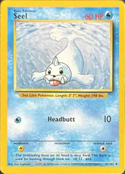 Seel 41/102 Uncommon Base Set Unlimited Pokemon Lightly Played - Image 1