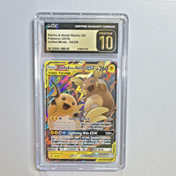 Pokemon Raichu & Alolan Raichu GX 54 Unified Minds Ultra Rare CGC 10 (POP 13!) - Image 1