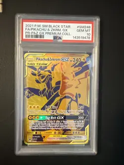 Pikachu & Zekrom GX SM248 Holo PSA 10 English Black Star Promo Card Pokemon - Image 1