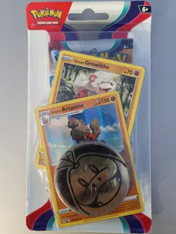 New Pokemon Holo Arcanine/Growlithe Scarlet & Violet Blister Pack + Coin - Image 1