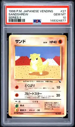 1998 POKEMON JAPANESE VENDING SERIES II #27 SANDSHREW PSA 10 - Image 1