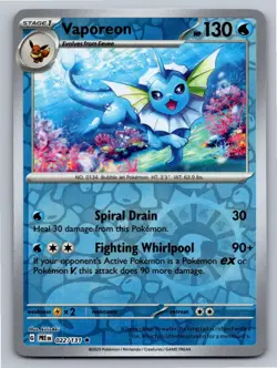 Vaporeon 022/131 Holo Rare Prismatic Evolutions Pokemon Reverse Holo Near Mint - Image 1