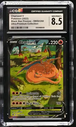 CHARIZARD V SWSH260 ULTRA-PREMIUM COLLECTION POKEMON CGC 8.5 NM/MINT+ - Image 1