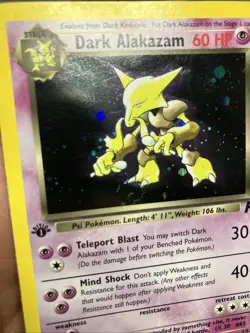 WOTC Pokemon TCG Team Rocket Dark Alakazam 1/82 Holo Rare 1st Edition SWIRL - Image 1