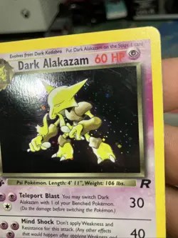 WOTC Pokemon TCG Team Rocket Dark Alakazam 1/82 Holo Rare 1st Edition SWIRL - Image 2