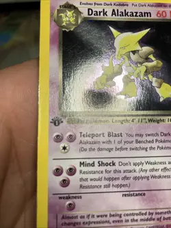 WOTC Pokemon TCG Team Rocket Dark Alakazam 1/82 Holo Rare 1st Edition SWIRL - Image 4