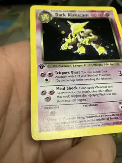 WOTC Pokemon TCG Team Rocket Dark Alakazam 1/82 Holo Rare 1st Edition SWIRL - Image 5