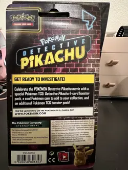 2019 Pokemon TCG Detective Pikachu Hanging Blister Pack 2 Packs and Coin 820650806353 - Image 4