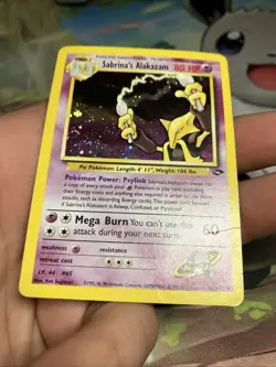 Pokemon TCG Sabrina's Alakazam Holo Rare with Swirl Gym Challenge 16/132 MP - Image 4
