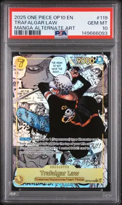2025 ONE PIECE OP10-ROYAL BLOOD MANGA ALTERNATE ART #119 TRAFALGAR LAW PSA 10 - Image 1