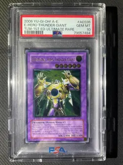 PSA 10 2006 E-Hero Thunder Giant TLM-AE036 1st ED Ultimate Rare YuGiOh English - Image 1
