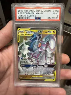 PSA 9 ARCEUS & DIALGA & PALKIA GX 156/236 TAG TEAM COSMIC ECLIPSE POKEMON 😍 - Image 1