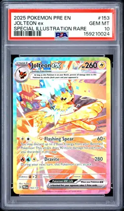 2025 POKEMON PRE EN-PRISMATIC EVOLUTIONS #153 JOLTEON EX PSA 10 - Image 1
