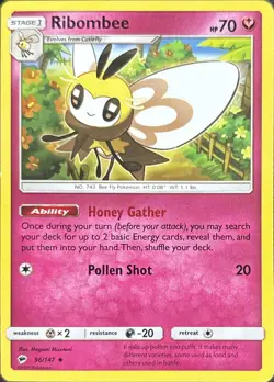 Ribombee 96/147 Uncommon Burning Shadows Pokemon Lightly Played - Image 1