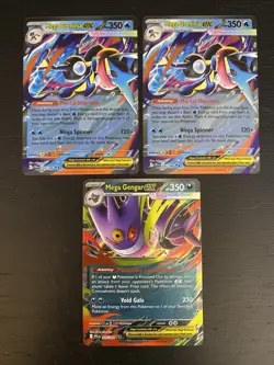 Pokemon TCG Card Lot (3) Mega Gengar Greninja Ex Phantasmal Flames Chaos Rising - Image 1