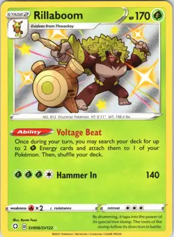 Rillaboom SV006/SV122 Shiny Rare Shining Fates Shiny Vault Pokemon Holo NM - Image 1