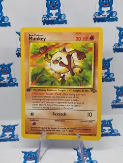 Mankey Pokemon 55/64 - Jungle - 1st Edition - MP - Image 1