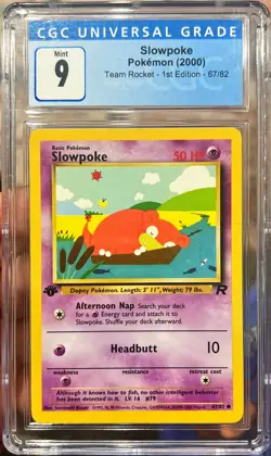 2000 Pokemon Slowpoke Team Rocket 1st Edition 67/82 CGC 9 Mint - Image 1