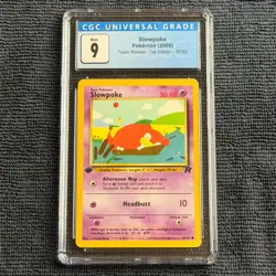 Pokemon Slowpoke 67/82 1st Ed. CGC 9 Mint Blue Label TCG 2000 Team Rocket WotC - Image 1