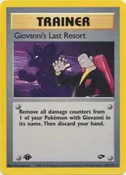 Pokemon Card - Gym Challenge 105/132 - GIOVANNI'S LAST RESORT (rare) *1st Ed* NM - Image 1