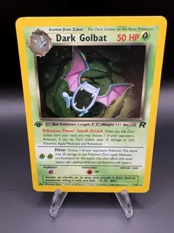 Pokemon TCG Team Rocket Dark Golbat 7/82 1st Edition Holo Rare 50 HP - Image 1