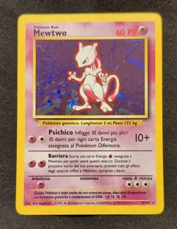 Pokemon Mewtwo 10/102 ITALIAN Holo Rare 1999 Wizards 60 HP Excellent Condition - Image 1