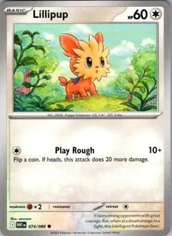 Lillipup White Flare 074/086 Common Pokemon Near Mint - Image 1