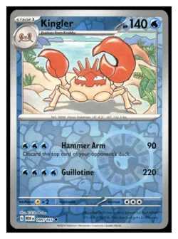 Kingler Reverse Holo - SV: Scarlet & Violet 151 099/165 -Uncommon- Pokemon NM - Image 1