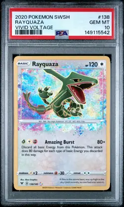2020 Pokemon Sword & Shield Vivid Voltage 138 Rayquaza PSA 10 149115542 - Image 1