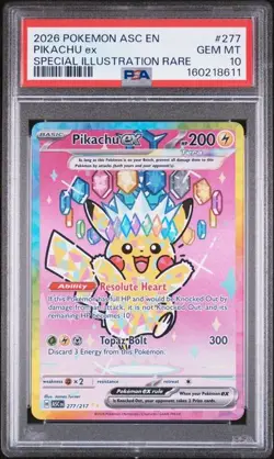 Pokemon Pikachu ex Ascended Heroes Special Illustration Rare #277 PSA 10 - Image 1