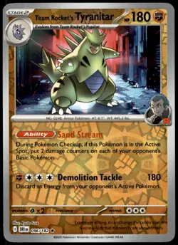 Team Rocket's Tyranitar 096/182 Rare Destined Rivals Pokemon Reverse Holo NM - Image 1