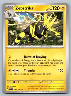 Pokemon TCG SV04: Paradox Rift Zebstrika 063/182 - Image 1