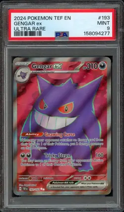 2024 Pokemon Temporal Forces Gengar EX 193/162 Ultra Rare PSA 9 Mint - Image 1