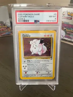 2000 Pokemon Base Set 2 II Clefairy Holo (6/130) PSA 8 CLEAN NM-MT no dings - Image 1