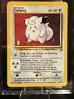 2000 Pokemon Clefairy Base Set 2 Rare Holo 6/130 CGC 8 - Image 3