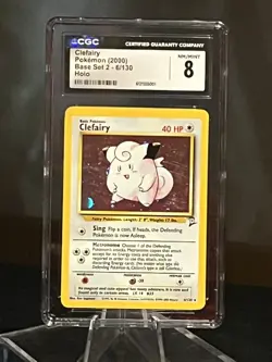 2000 Pokemon Clefairy Base Set 2 Rare Holo 6/130 CGC 8 - Image 5