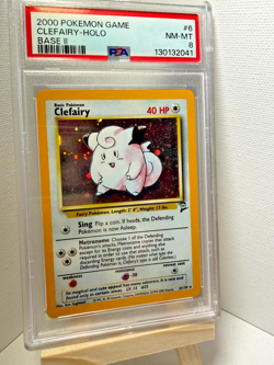 2000 POKEMON BASE SET 2 #6 CLEFAIRY-HOLO PSA 8 - Image 1