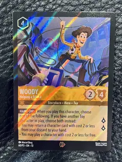 Woody Helping A Friend 60/P3 Promo Card Holographic Lorcana Trading Card Game - Image 1