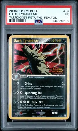PSA 1 Dark Tyranitar Reverese Holo #19 Pokemon 2004 EX Team Rocket Returns PR - Image 1