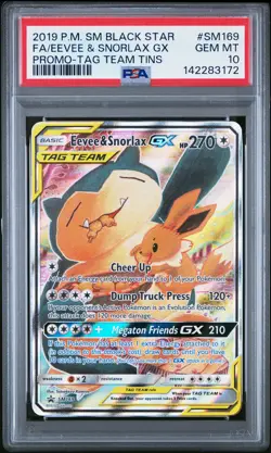 2019 POKEMON SM BLACK STAR PROMO #SM169 FULL ART/EEVEE & SNORLAX GX PSA 10 - Image 1