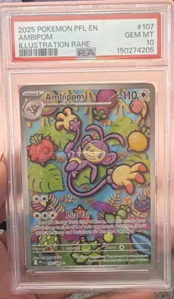 Pokemon 2025 English Phantasmal Flames Ambipom 107/094 Illustration Rare PSA 10 - Image 1