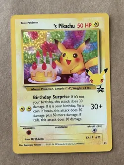 Celebrations Birthday Pikachu 24/53 Black Star Promo Pokemon F - Image 1