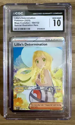 2025 POKEMON MEGA EVOLUTION #184/132 LILLIE'S DETERMINATION - CGC 10 GEM MINT - Image 1