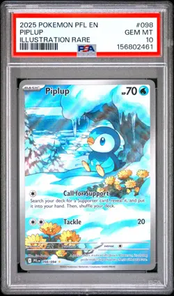 2025 POKEMON PFL EN-PHANTASMAL FLAMES ILLUSTRATION RARE #098 PIPLUP PSA 10 - Image 1